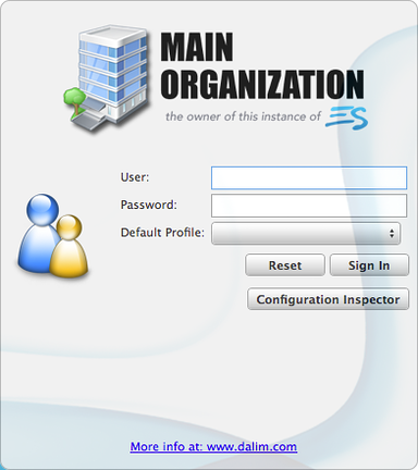 Dalim ES login window